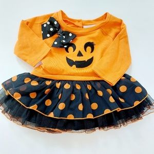 Jack-o-lantern polka-dot dress halloween size 3-6‎ months sweetheart rose